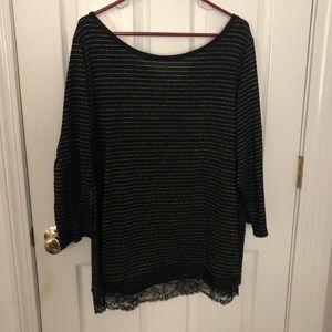 Black and gold striped 3/4 length sweater